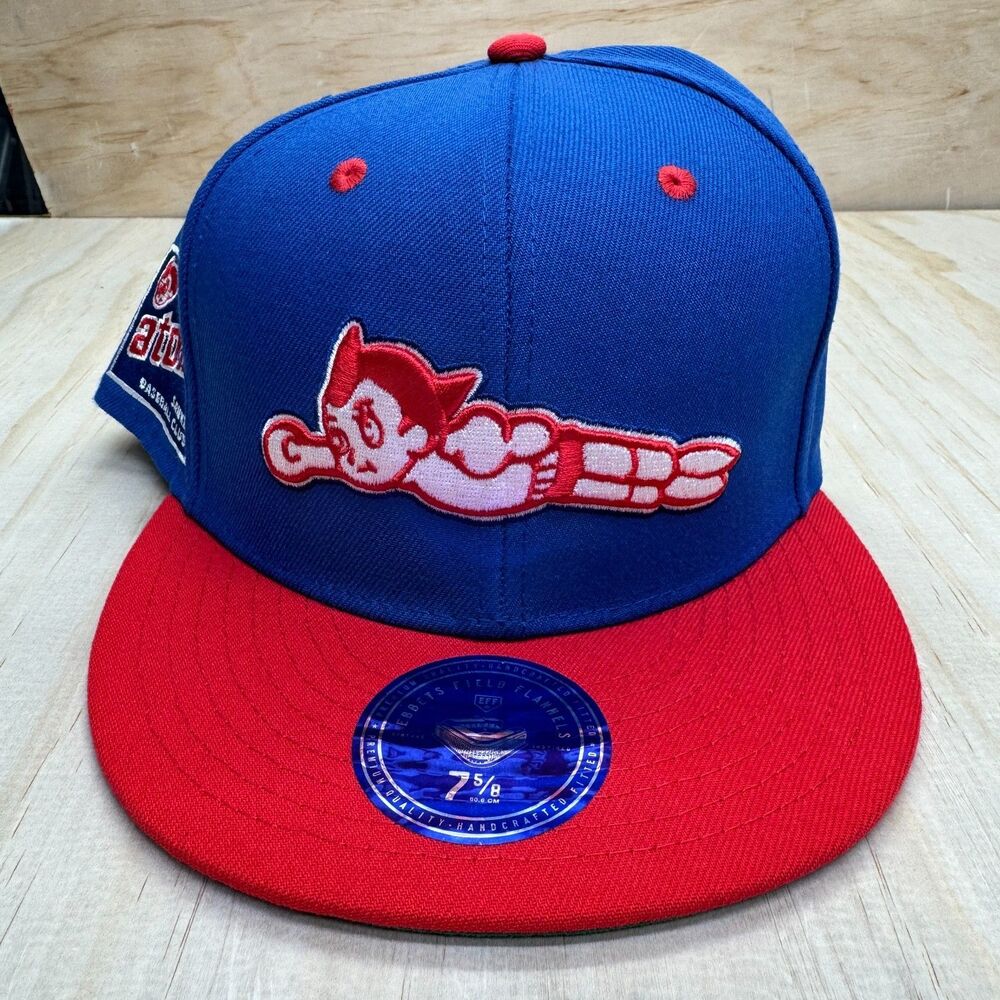 NEW Sankei Atoms Ebbets Field Flannels DNA Fitted Cap Hat Black sz 7 5/8